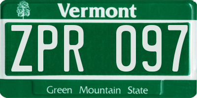 VT license plate ZPR097