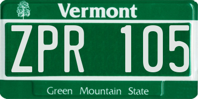 VT license plate ZPR105