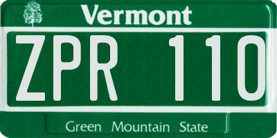 VT license plate ZPR110