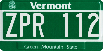 VT license plate ZPR112