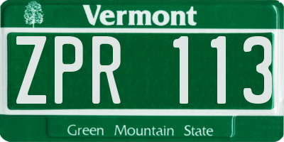 VT license plate ZPR113