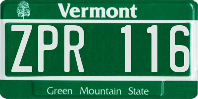 VT license plate ZPR116