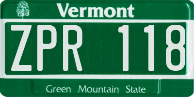 VT license plate ZPR118