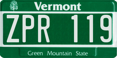 VT license plate ZPR119