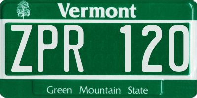 VT license plate ZPR120
