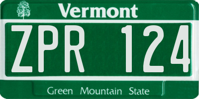 VT license plate ZPR124