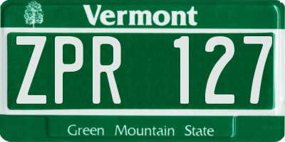 VT license plate ZPR127