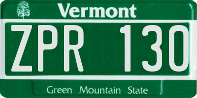 VT license plate ZPR130