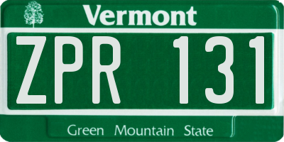 VT license plate ZPR131