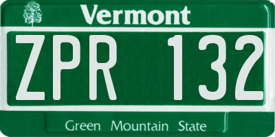 VT license plate ZPR132