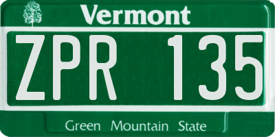 VT license plate ZPR135
