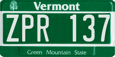 VT license plate ZPR137