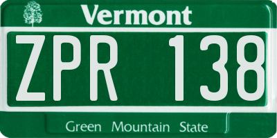 VT license plate ZPR138