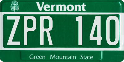VT license plate ZPR140