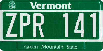 VT license plate ZPR141