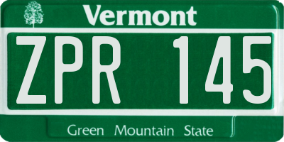VT license plate ZPR145