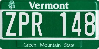 VT license plate ZPR148
