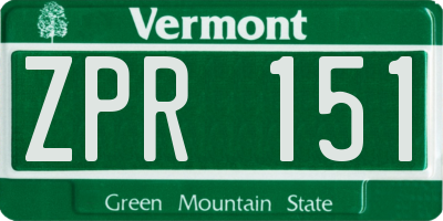 VT license plate ZPR151