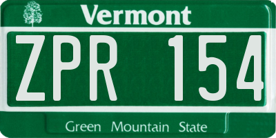 VT license plate ZPR154
