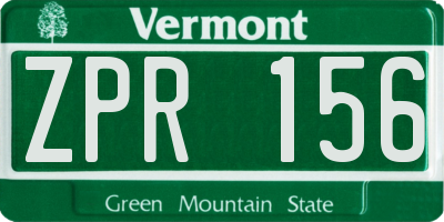 VT license plate ZPR156