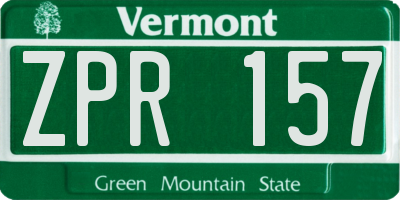 VT license plate ZPR157