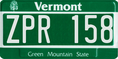 VT license plate ZPR158