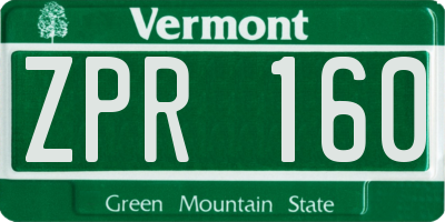 VT license plate ZPR160