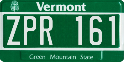 VT license plate ZPR161