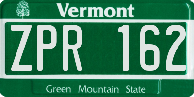 VT license plate ZPR162
