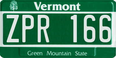VT license plate ZPR166