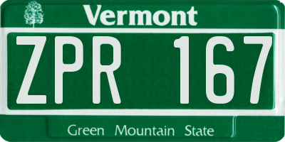 VT license plate ZPR167