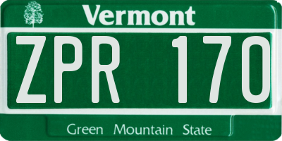 VT license plate ZPR170