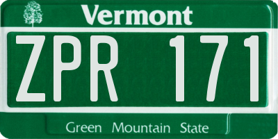 VT license plate ZPR171