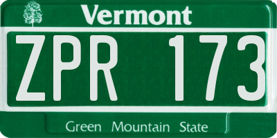 VT license plate ZPR173