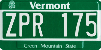 VT license plate ZPR175