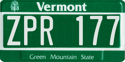 VT license plate ZPR177