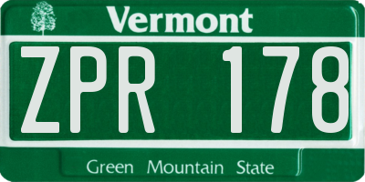 VT license plate ZPR178
