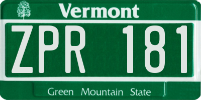 VT license plate ZPR181