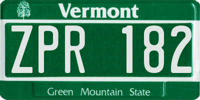 VT license plate ZPR182