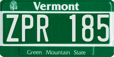 VT license plate ZPR185