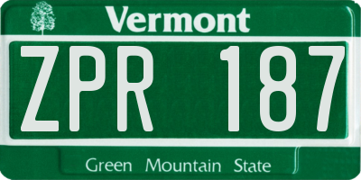 VT license plate ZPR187