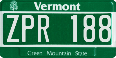 VT license plate ZPR188