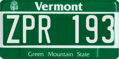 VT license plate ZPR193