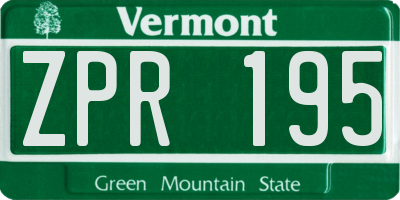 VT license plate ZPR195