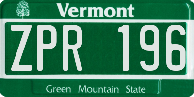 VT license plate ZPR196
