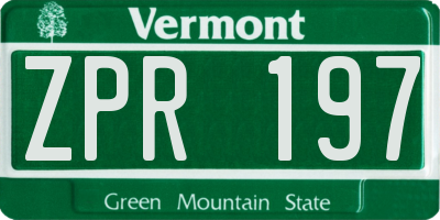 VT license plate ZPR197