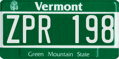VT license plate ZPR198