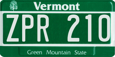 VT license plate ZPR210