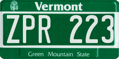 VT license plate ZPR223