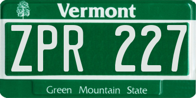 VT license plate ZPR227